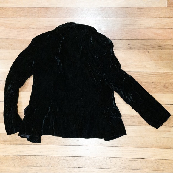 💋 Betsey Johnson Luxe Black Crushed Velvet Blazer Vintage 90’s 🖤 - Picture 3 of 10